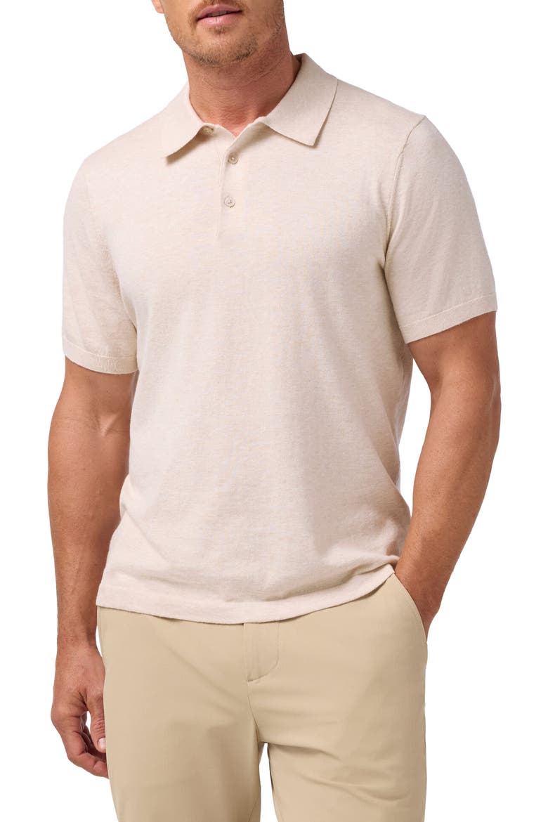 Ashe Cotton Blend Performance Sweater Polo, Main, color, OAT HEATHER