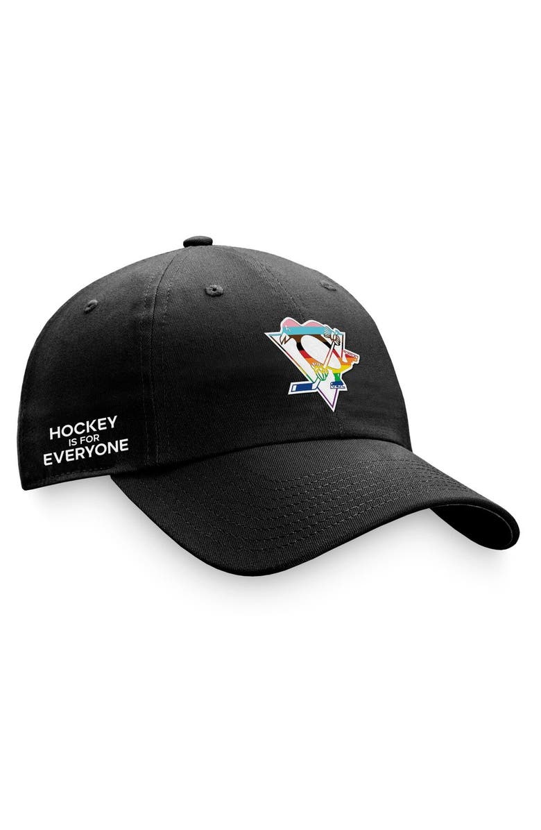 FANATICS Men's Fanatics Branded Black Pittsburgh Penguins Team Logo Pride Adjustable Hat, Alternate, color,