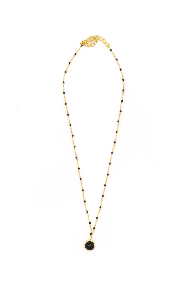 Fair Anita Black Beaded Gold Drop Necklace, Alternate, color, Black