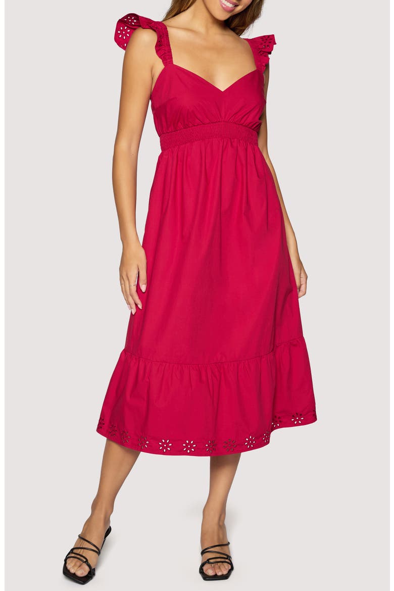 Vino Kiss Midi Dress, Main, color, RED