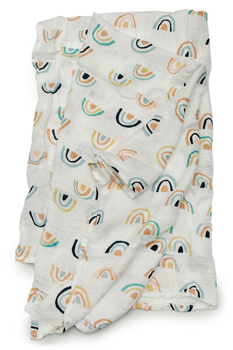Neutral Rainbow Muslin Swaddle Blanket, Main, color, MULTI
