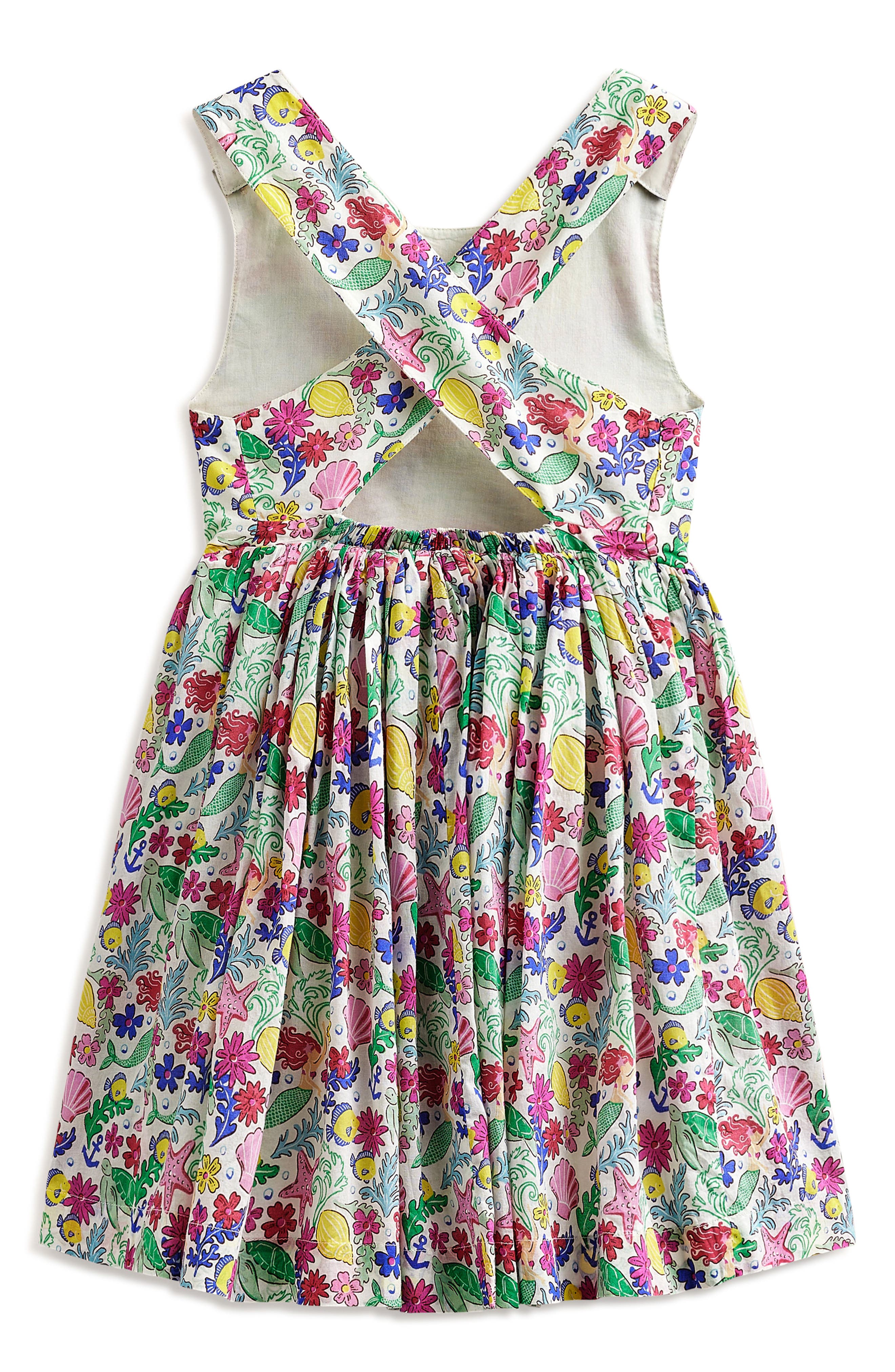 Mini Boden Kids' Mermaid Ditzy Print Cotton Cross Back Sundress (Women ...