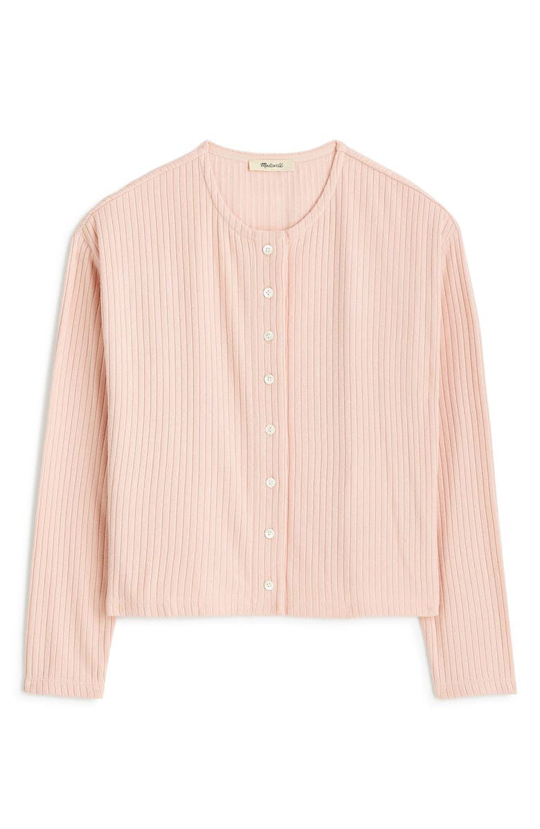 Madewell Relaxed Rib Button Front Cardigan, Main, color, Pale Blush