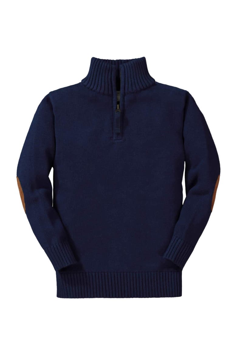 Boys' Half Zip Pullover Sweater with Elbow Patches, Kids, Main, color, Navy with Elbow Patches