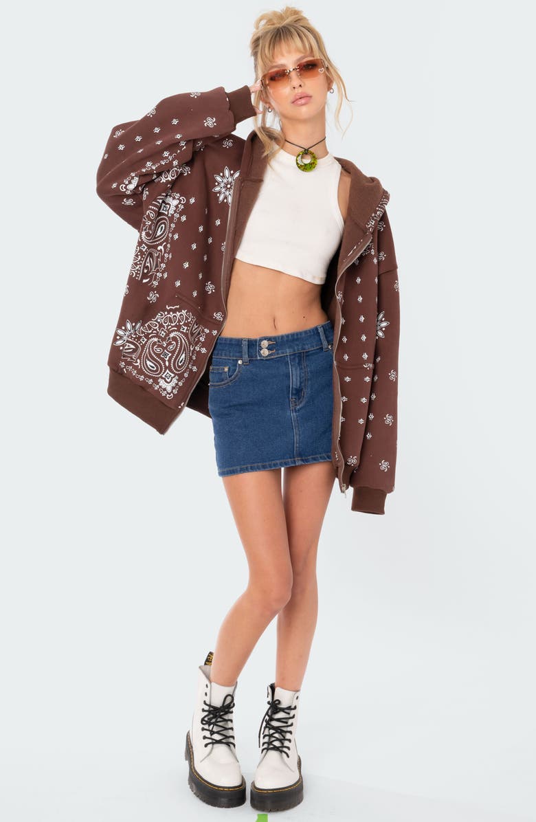 EDIKTED Bandana Print Hoodie, Alternate, color, 