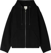 SANDRO Hooded zip-up wool jacket