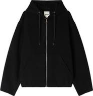 SANDRO Hooded zip-up wool jacket