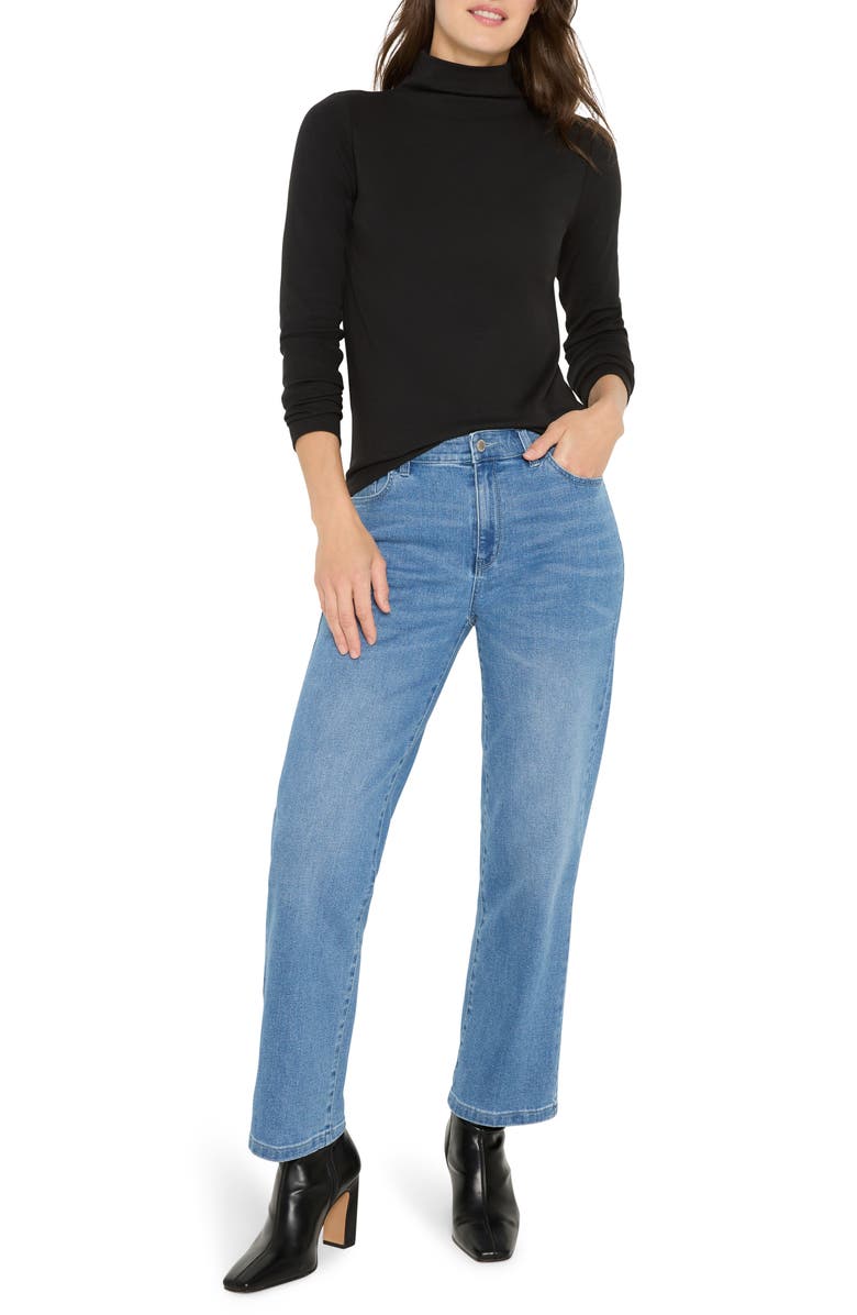 NIC+ZOE Perfect Rib Cotton Blend Funnel Neck Top, Alternate, color, Black Onyx