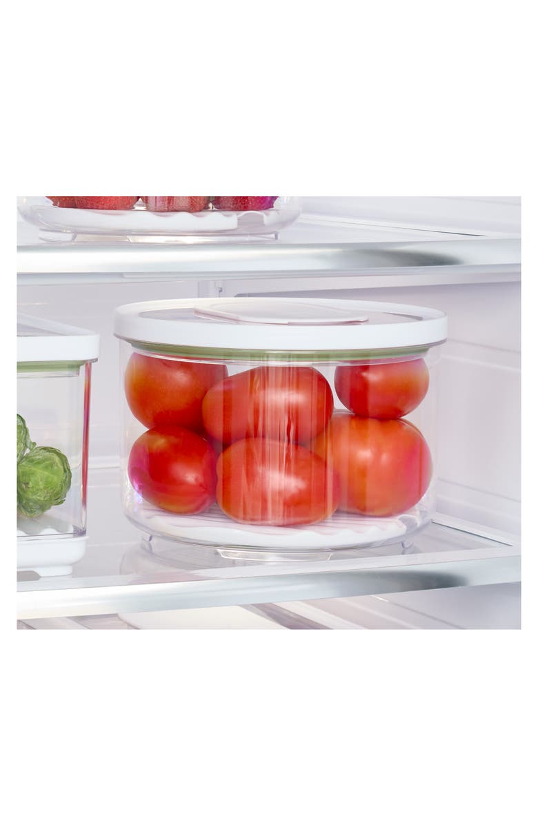 iDesign Round Produce Bin with Drainage Tray and Lid - Set of 2 - Clear, Alternate, color, Clear