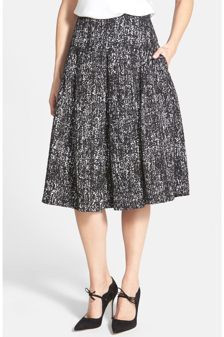Basque Waist Full Skirt, Main, color, BLACK/ WHITE