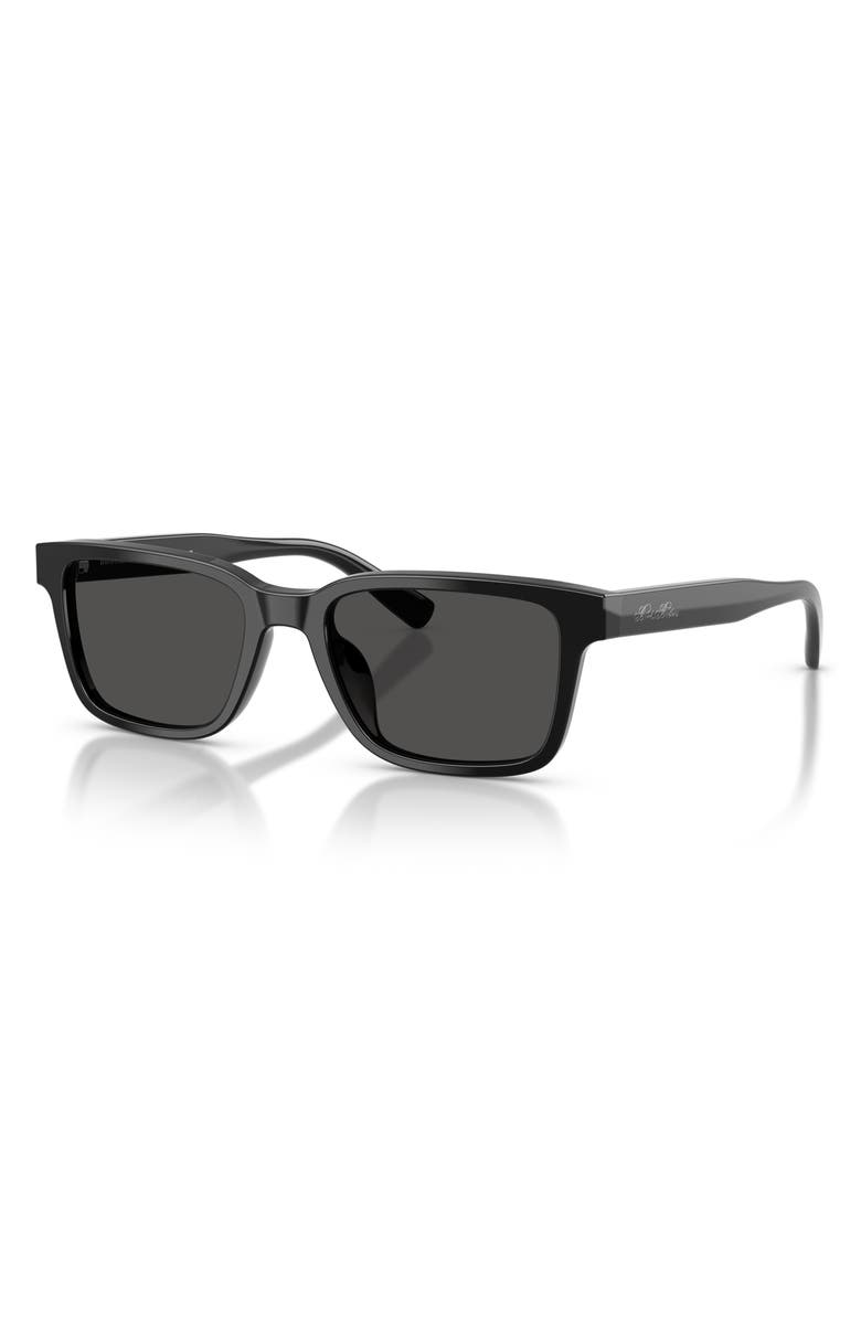 Brooks Brothers 53mm Rectangular Sunglasses, Alternate, color, Black / Dark Grey