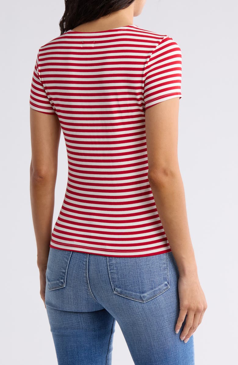 L'AGENCE Ressi Stripe Crewneck T-Shirt, Alternate, color, Red/ White Stripe