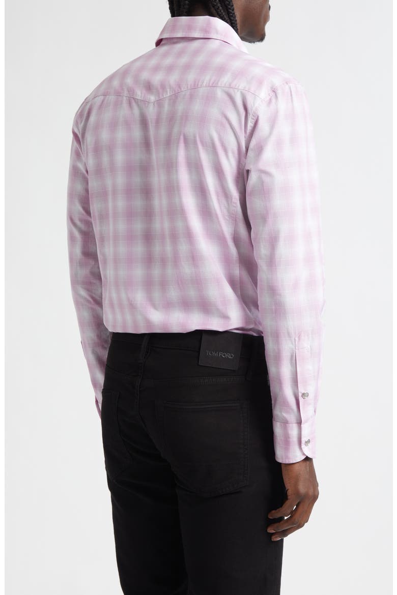 Slim Fit Check Western Shirt, Alternate, color, WHITE/ PINK