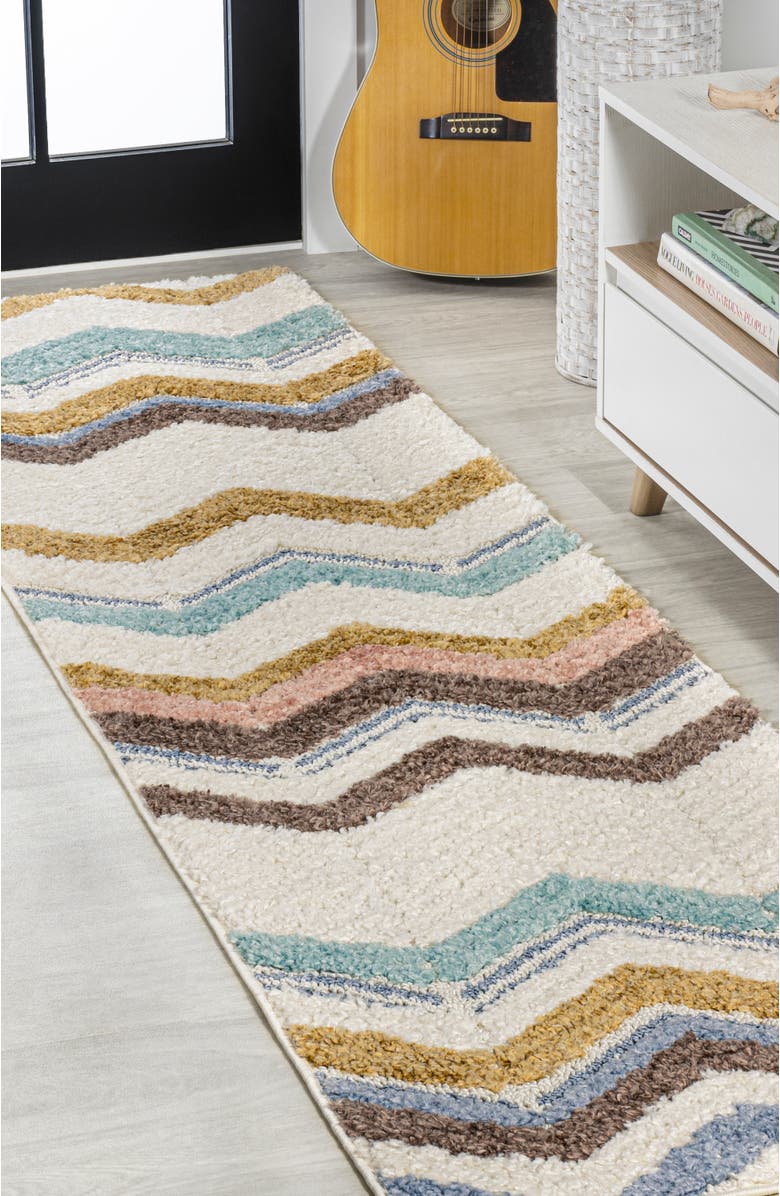 JONATHAN Y Elin Chevron High-Low Area Rug, Alternate, color, Multi/Cream