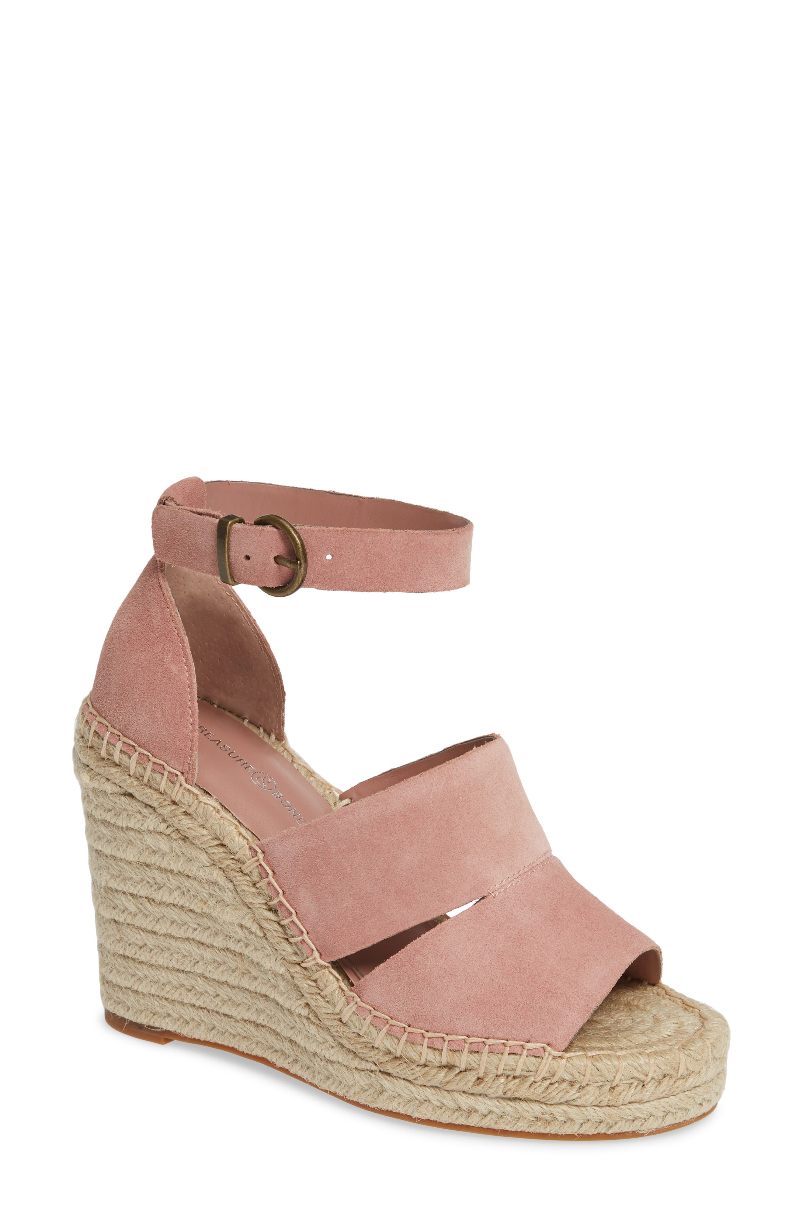 Sannibel Platform Wedge Sandal, Main, color, DUSTY PINK SUEDE