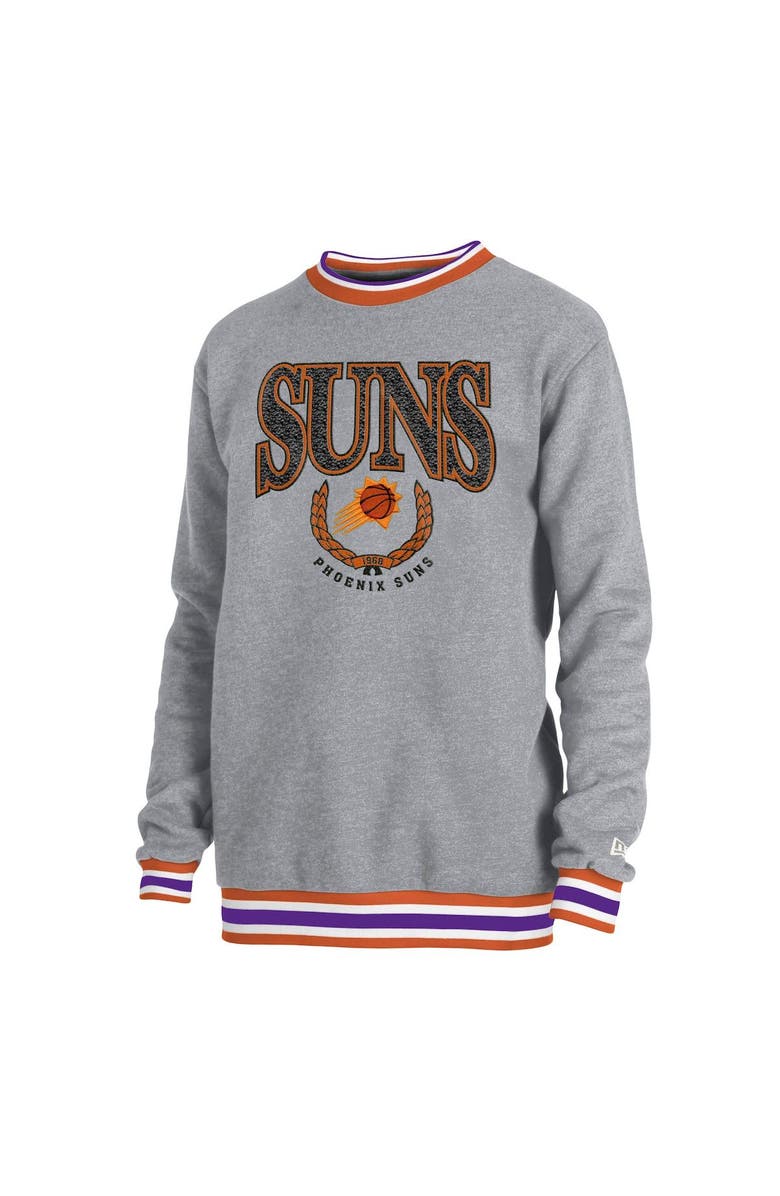 New Era Unisex New Era Heather Gray Phoenix Suns Vintage Throwback Crew Sweatshirt, Alternate, color, Gray