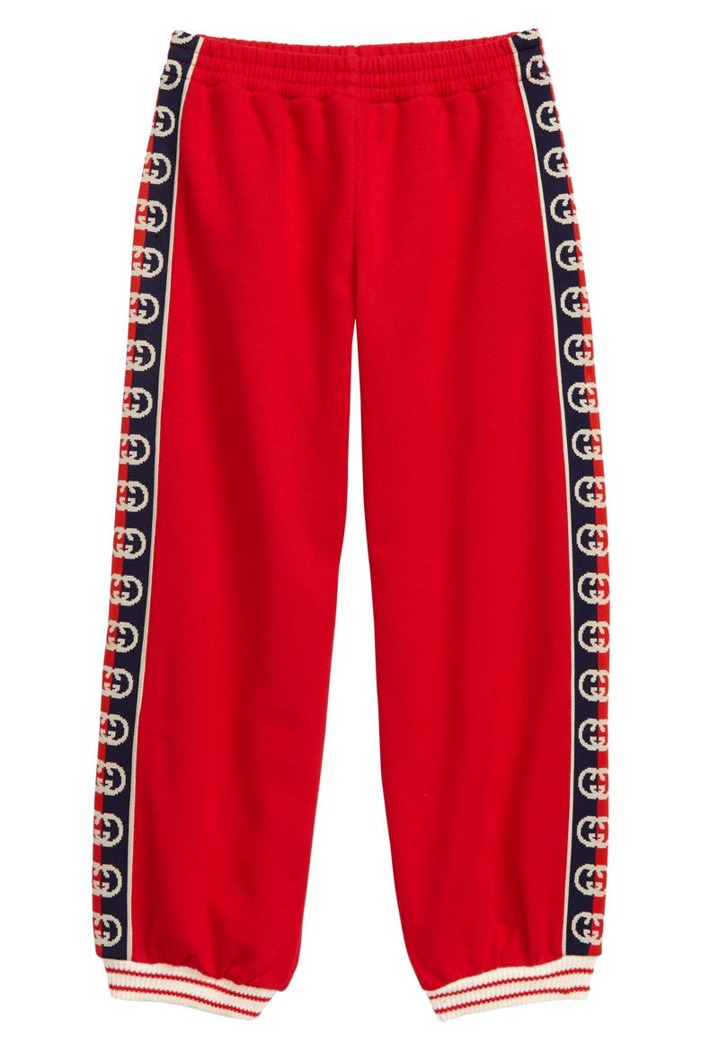 Interlocking-G Logo Cotton Joggers, Main, color, CRAB RED
