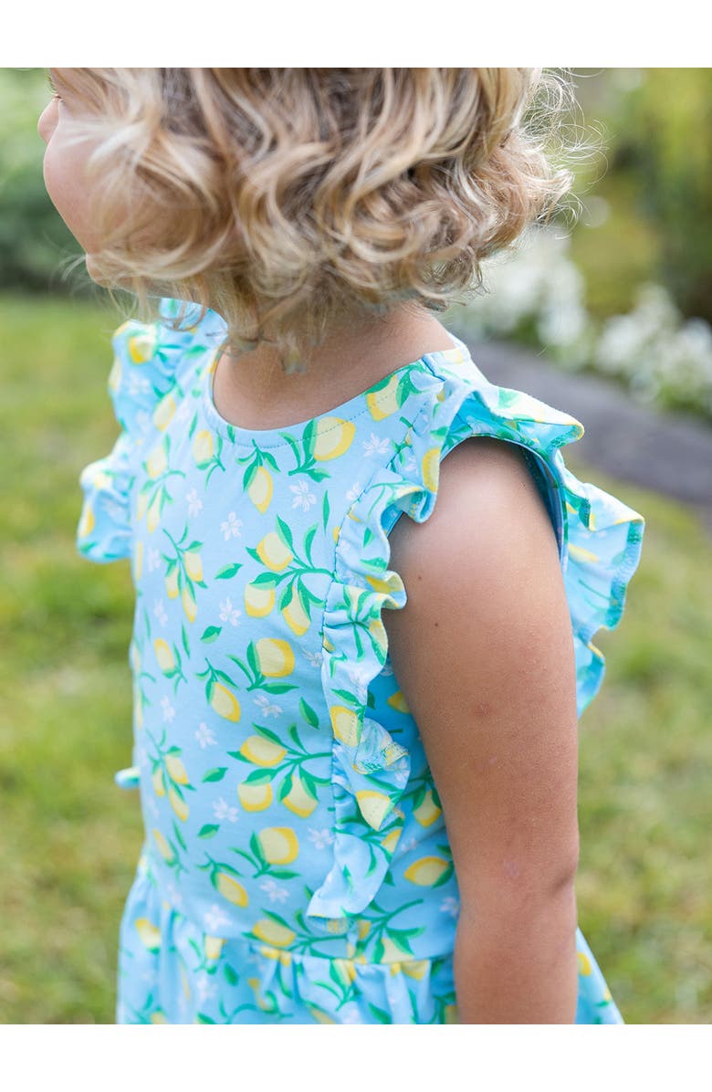 Florence Eiseman Lemon Print Top with Capri Legging, Alternate, color, Blue / Yellow