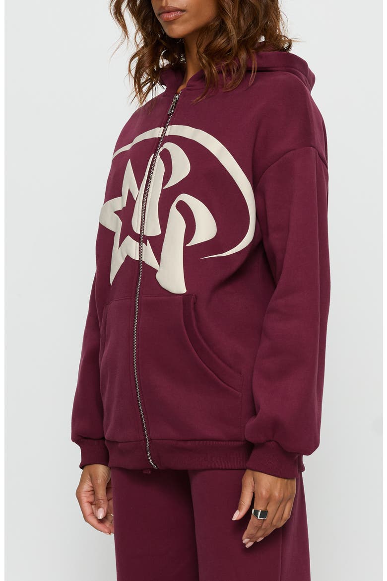 Stargirl Front Zip Hoodie, Alternate, color, BURGUNDY