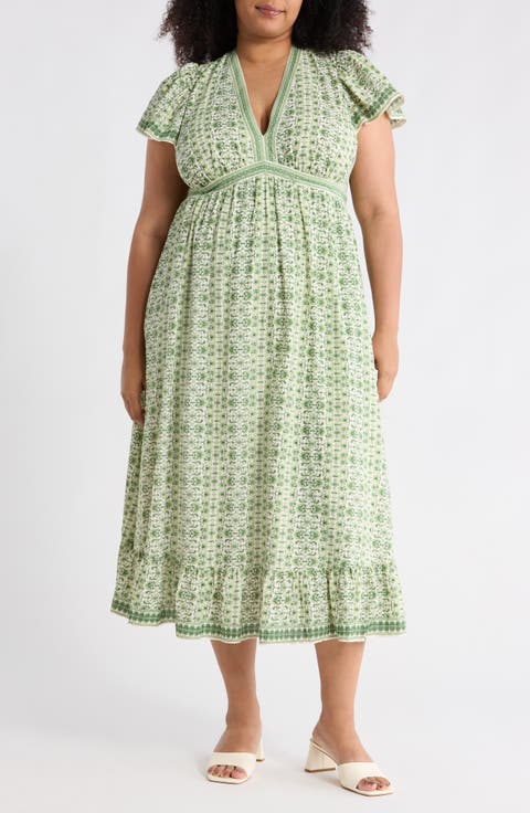 Flutter Sleeve V-Neck Dress