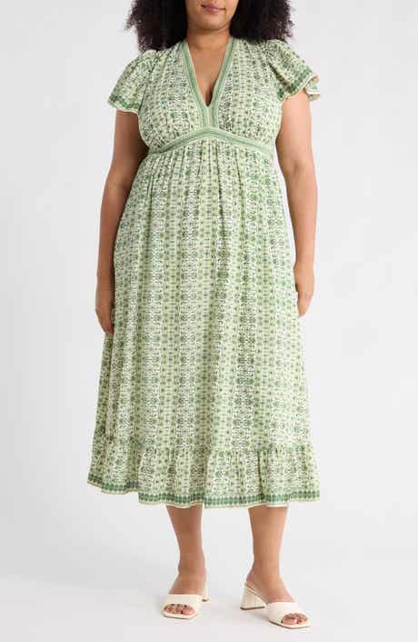 MAX STUDIO Flutter Sleeve V-Neck Dress