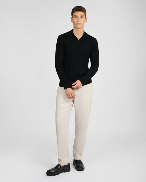 Onia Extra Fine Merino Wool Johnny Collar Polo In Black