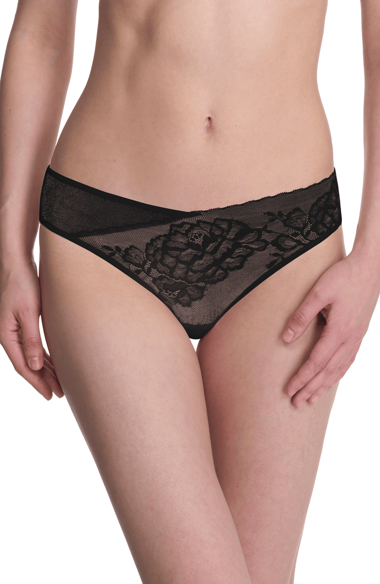 Natori Flora Lace Bikini Panty, Main, color, Black