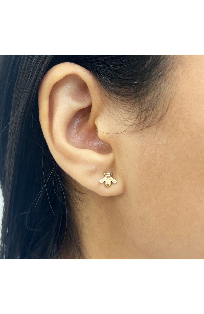The Lovery Fine Jewelry Gold Bumble Bee Stud Earrings, Alternate, color, Yellow Gold
