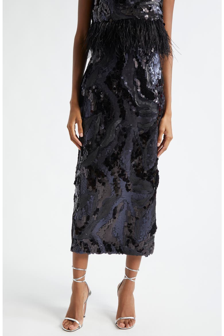 Donnelly Paillette Maxi Skirt, Main, color, BLACK SEQUIN SWIRL
