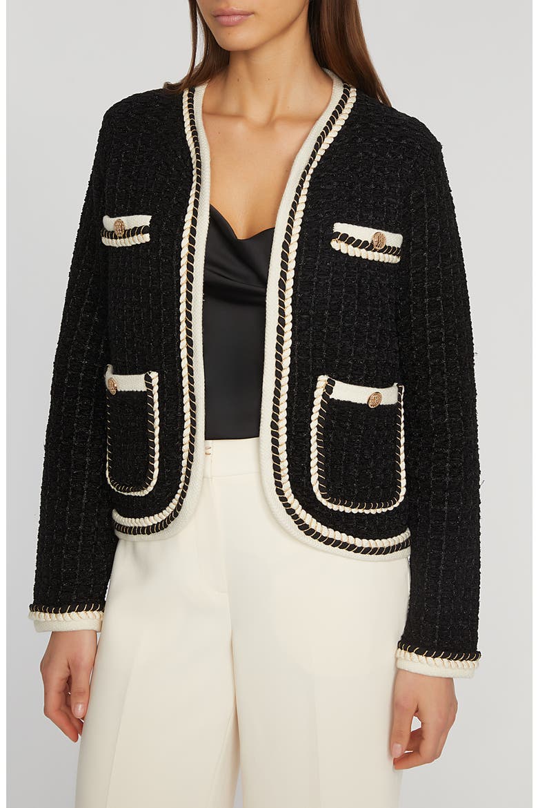 The Koka Metallic Cardigan, Alternate, color, NOIR BLACK/ SKY WHITE