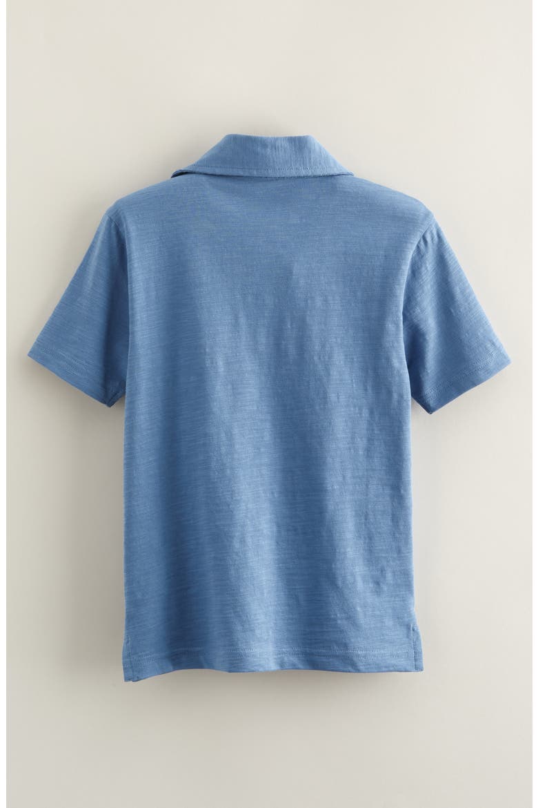 Kids' Johnny Collar Cotton Slub Polo, Alternate, color, BLUE CORONET