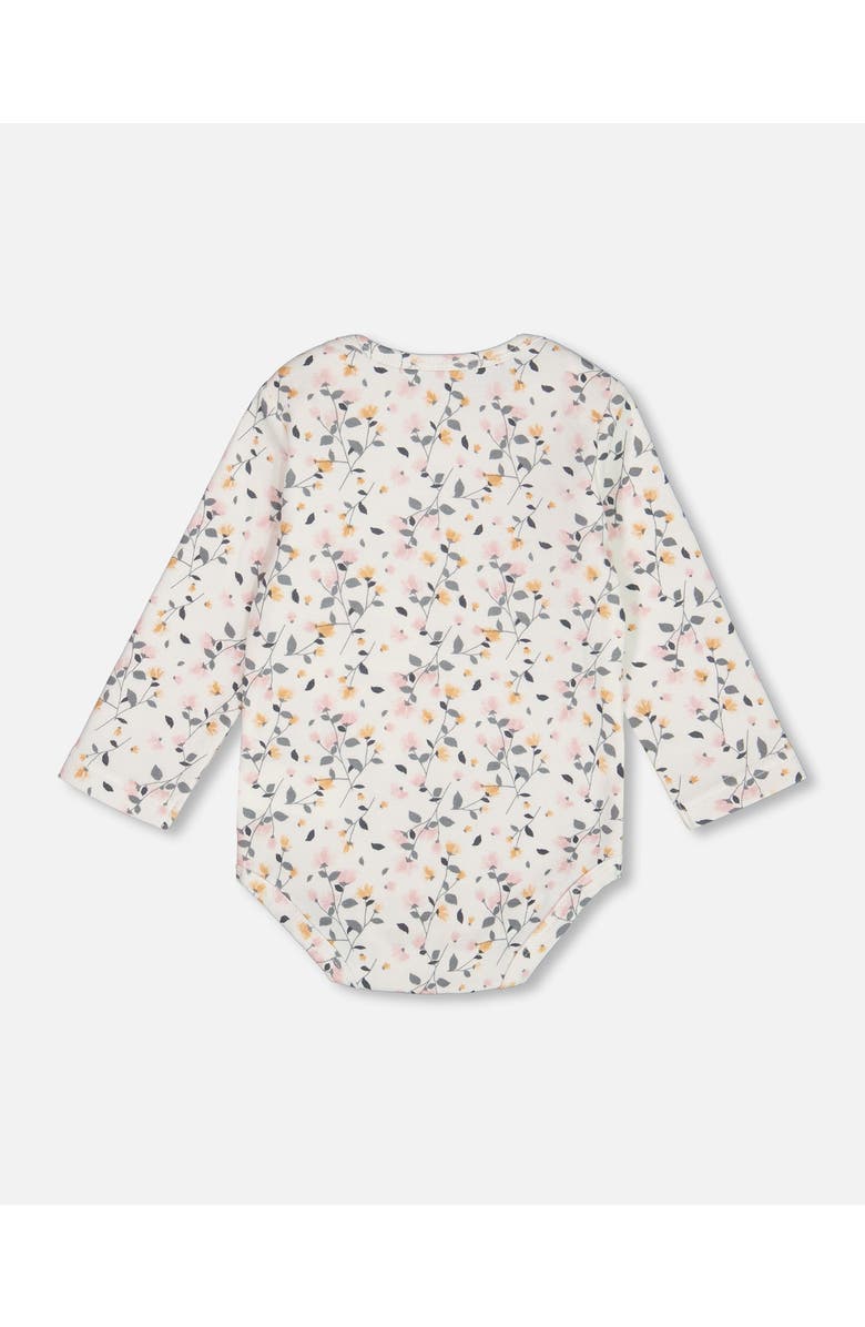Deux par Deux Baby Girl's Organic Cotton Bodysuit Cream Printed Flowers, Alternate, color, 