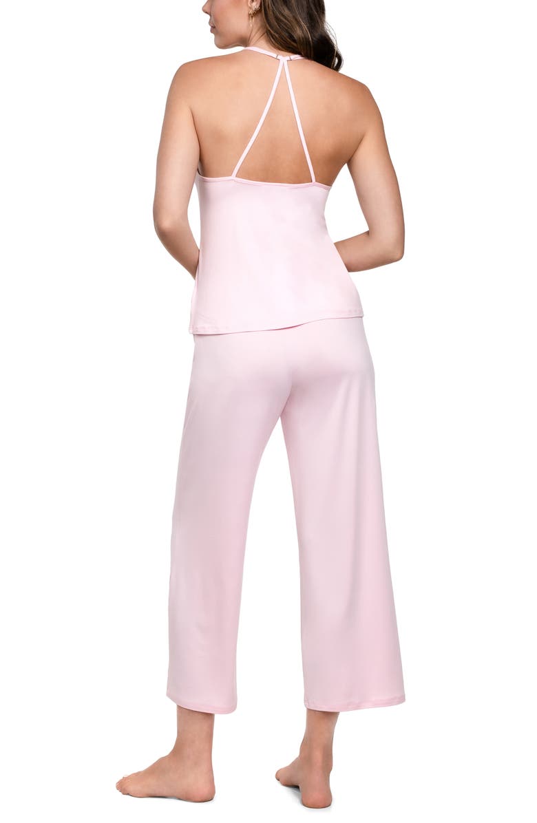 In Bloom by Jonquil Lace Trim Satin Long Pajamas, Alternate, color, Light Pink