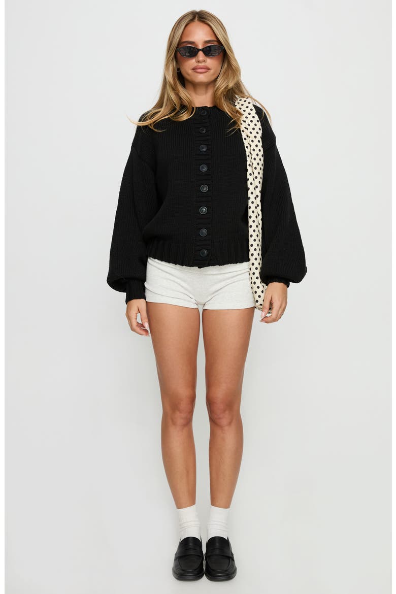 Edern Cotton Blend Cardigan, Alternate, color, BLACK