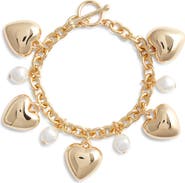 Nordstrom Faux Pearl & Heart Charm Bracelet