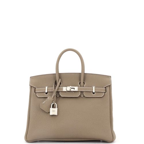 Pre-owned Hermes Hermes Birkin Handbag Grey Togo With Palladium Hardware 25 In Brown