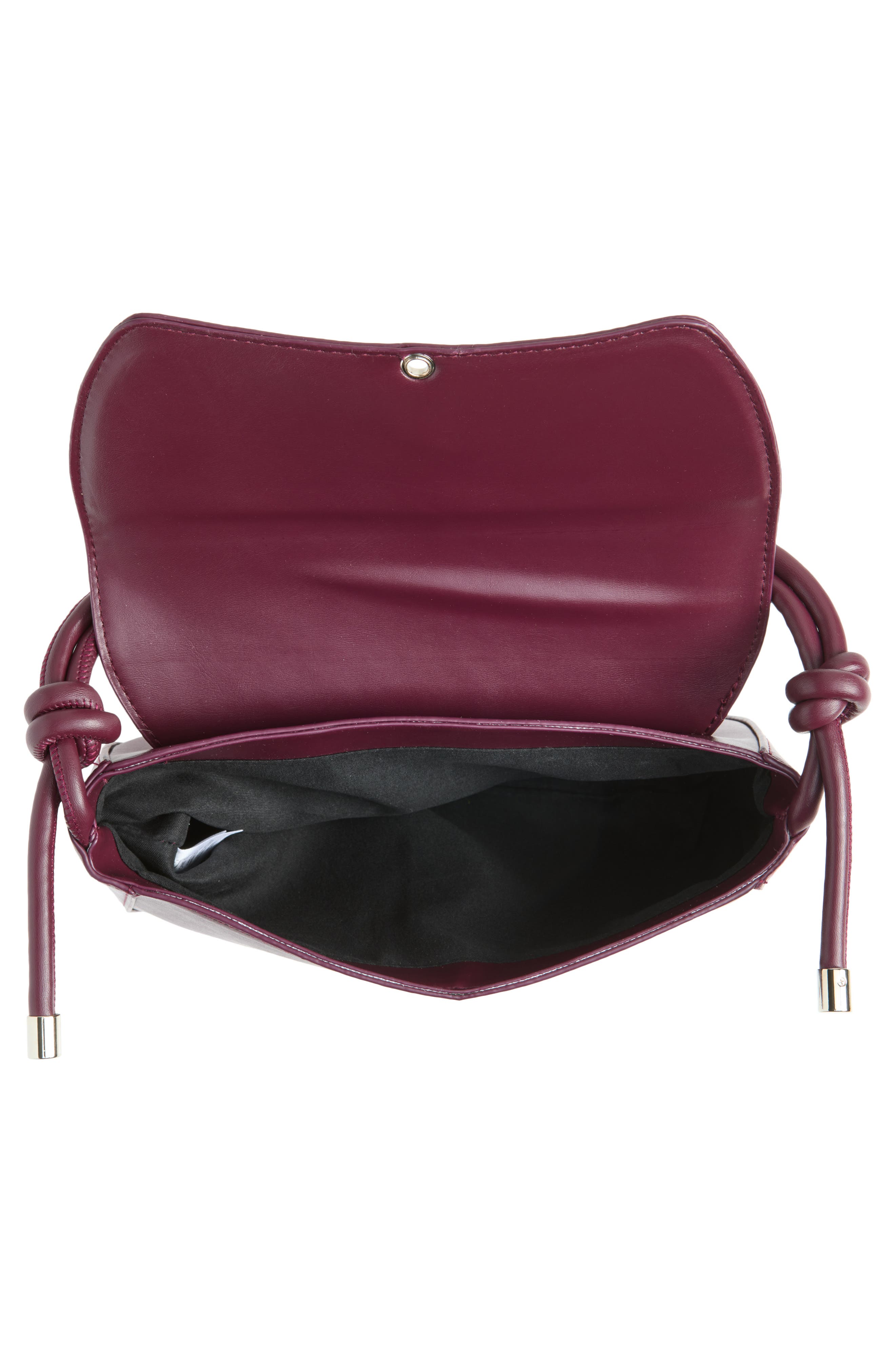 Faux Leather Foldover Mini Bag, Alternate, color, BURGUNDY