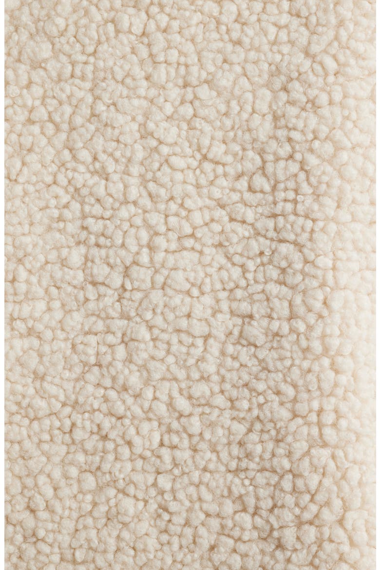 Contrast Trim Faux Shearling Jacket, Alternate, color, CREAM