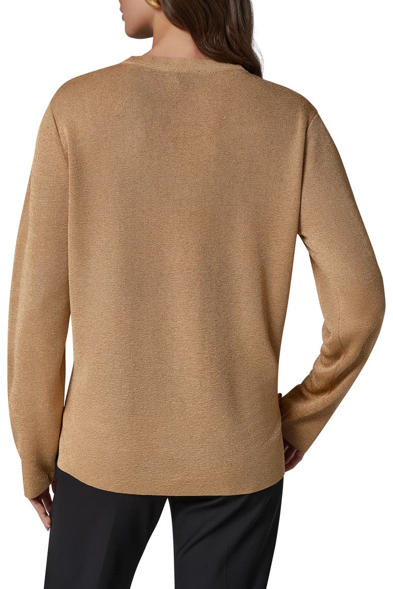 Metallic V-Neck Rib Sweater, Alternate, color, GOLD