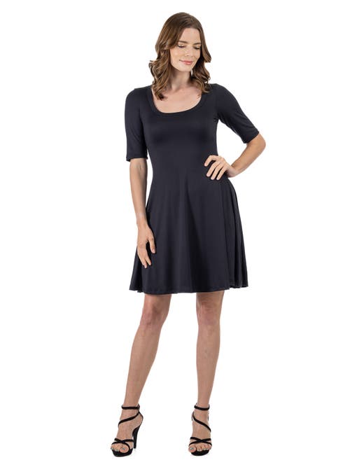 24seven Comfort Apparel A-Line Knee Length Dress Elbow Length Sleeves in Black  product