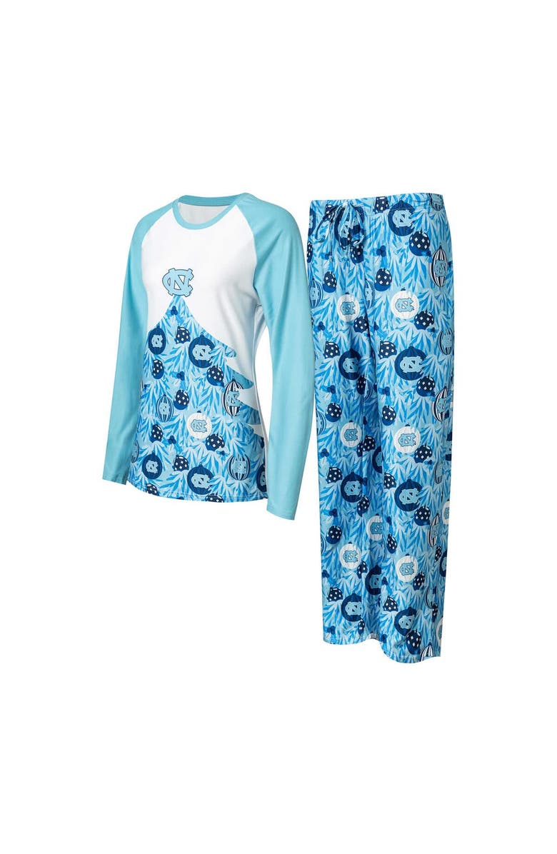 CONCEPTS SPORT Women's Concepts Sport Carolina Blue North Carolina Tar Heels Tinsel Ugly Sweater Long Sleeve T-Shirt & Pants Sleep Set, Alternate, color,