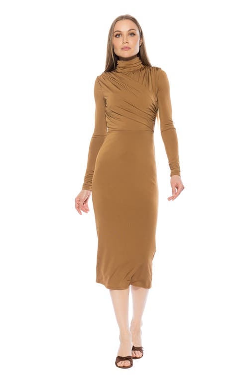 Alexia Admor Elio Draped Bodice Midi Sheath Dress In Brown
