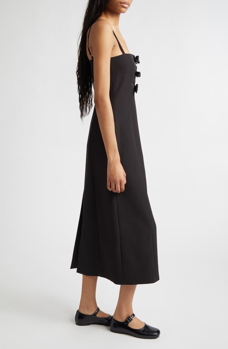 Sandy Liang Sen Bow Cutout Sponge Stretch Suiting Column Dress, Alternate, color, Black
