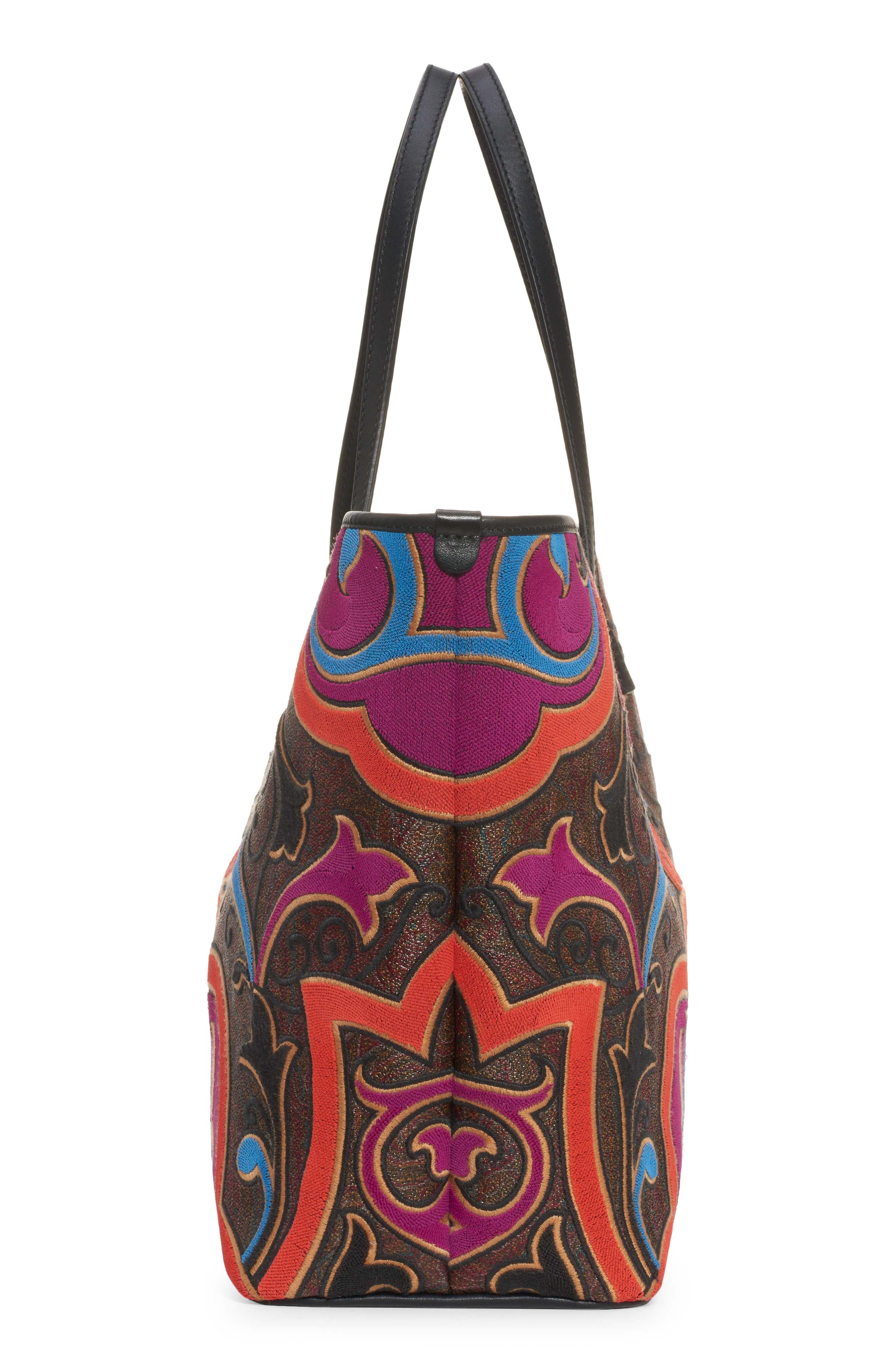 Etro Embroidered Paisley Shopping Tote, Alternate, color, 