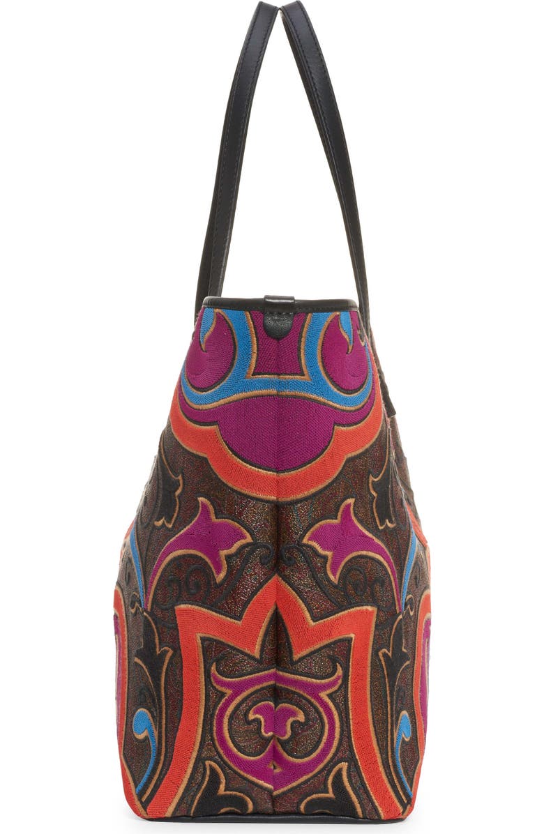 Etro Embroidered Paisley Shopping Tote, Alternate, color,