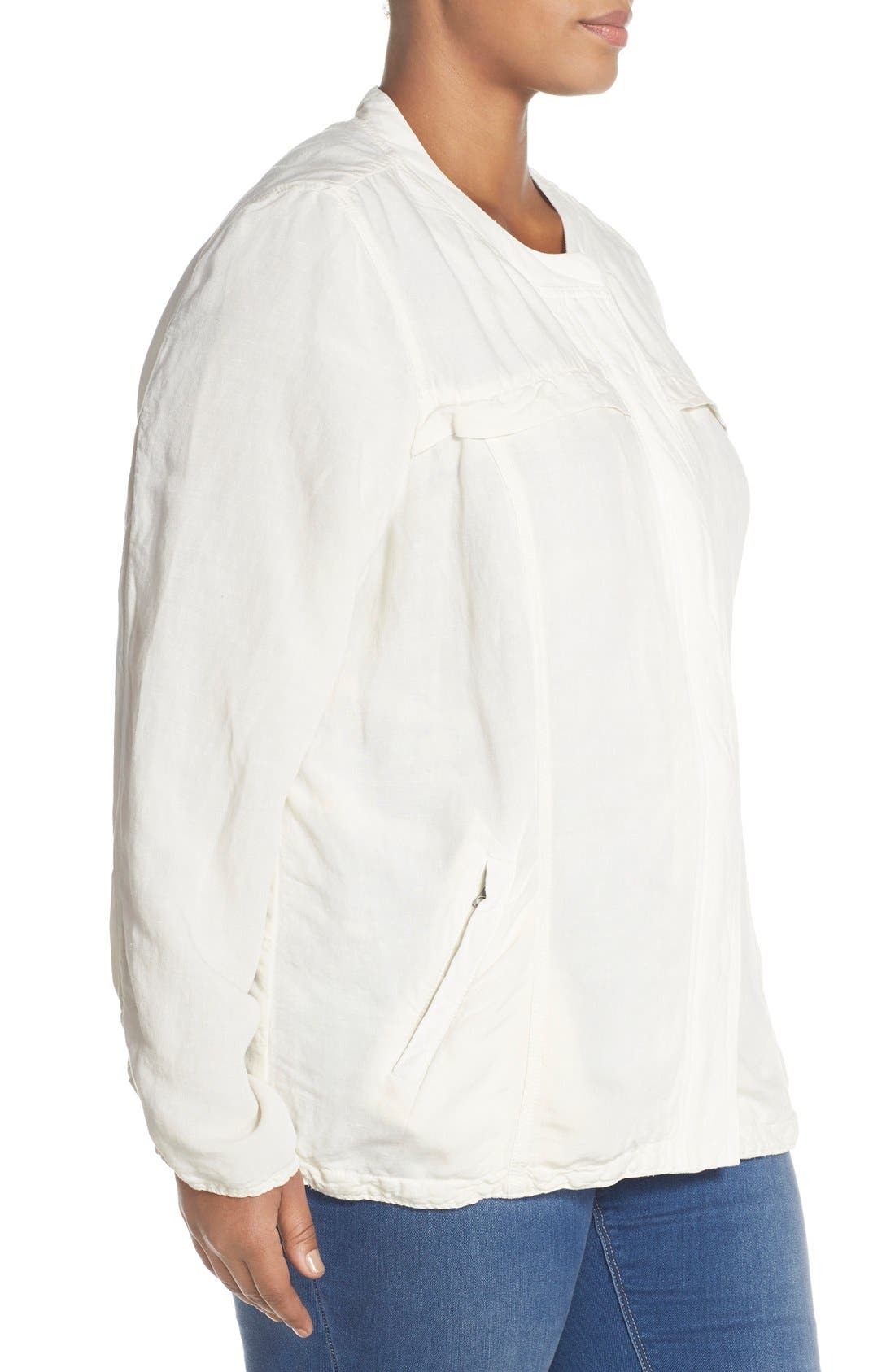 Lucky Brand Collarless Linen Blend Jacket (Women) | Nordstrom