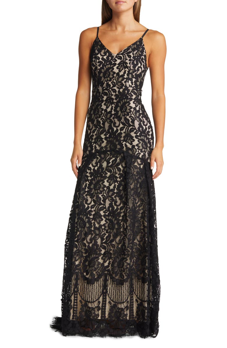 Lulus Flynn Lace Gown with Train, Main, color, 