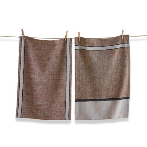 Nya Cotton Dishtowel Set of 2 Everyday Brown Multi