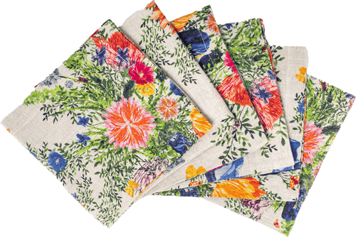 Sophie Williamson Design 6 Organic Linen Napkins In Multi