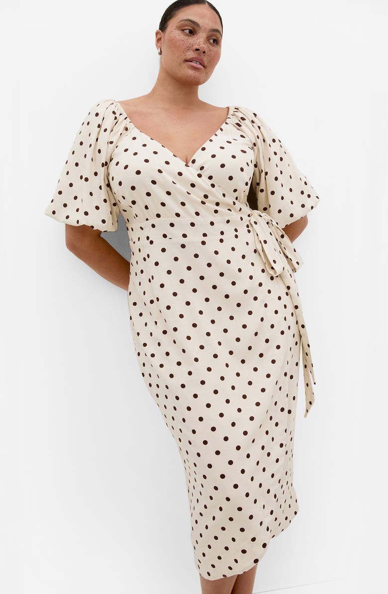 City Chic Claudine Print Wrap Midi Dress, Alternate, color, Sweet Spot